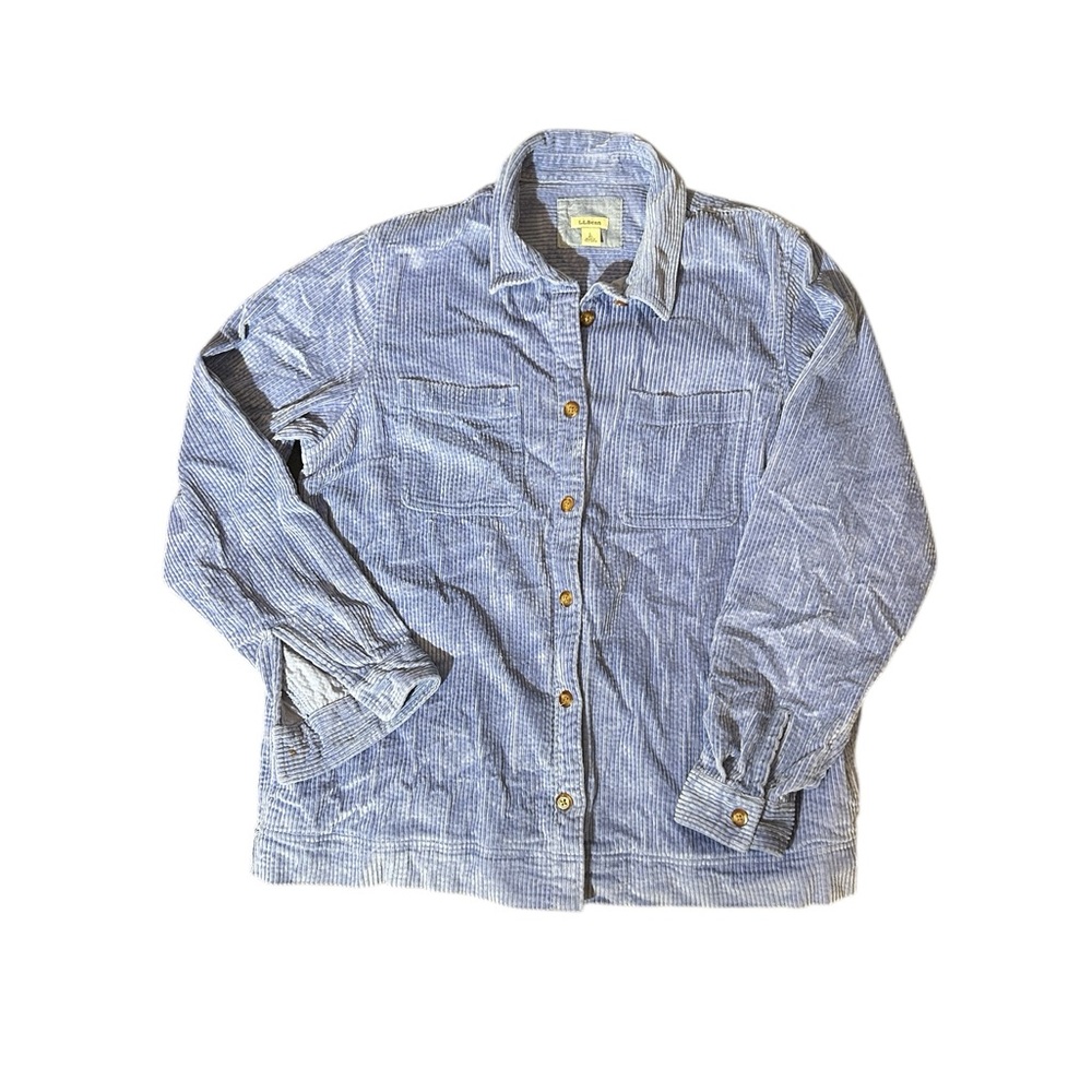 L.L.Bean Women’s Corduroy Shirt Jacket Shacket Blue 100% Cotton – Size Large